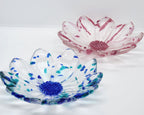 Two glass flower bowls on a white background